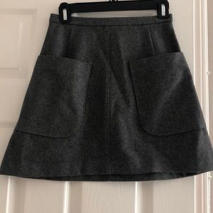 Gray wool A line skirt